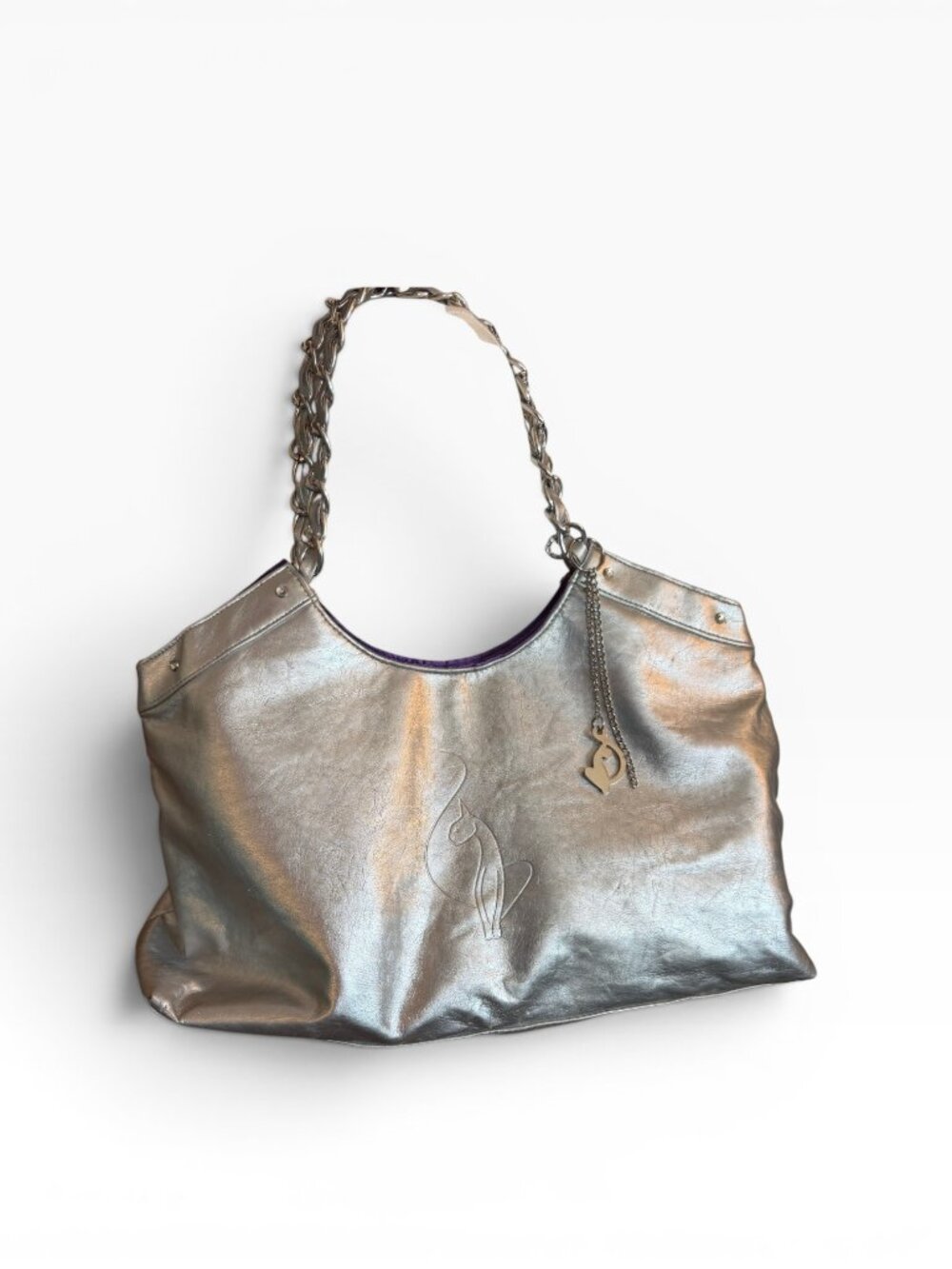 Baby Phat Silver Metallic Chain Tote Bag by Kimora Lee Simmons